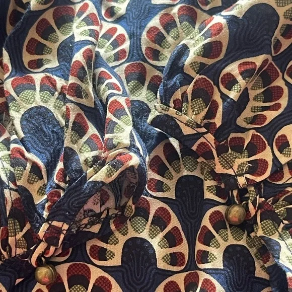 Entro Square Neckline Detail Patterned Dress Size Large - Picture 6 of 13